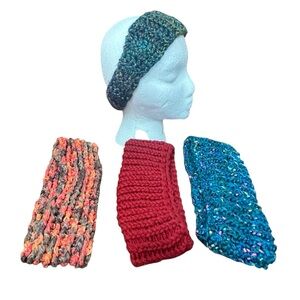 Lot of 4 Knit Crochet Headbands Ear Warmers